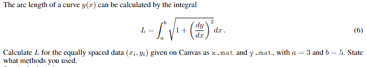 The arc length of a curve y(«) can be calculated by | Chegg.com