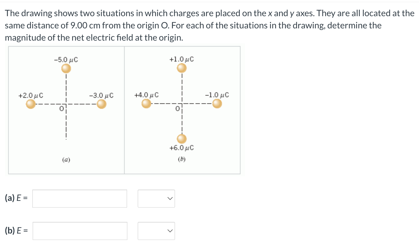 Solved The drawing shows two situations in which charges are