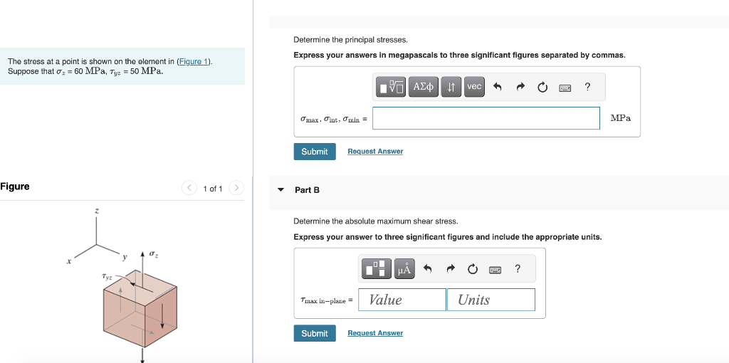 Solved Determine The Principal Stresses. Express Your | Chegg.com