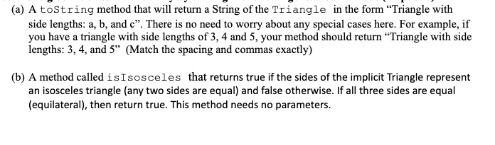 Solved You are to create a class called Triangle containing | Chegg.com