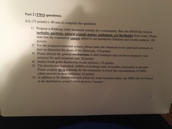 Solved Propose a drinkingwater treatment scheme for a