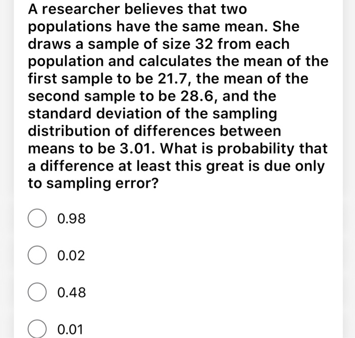 Solved Suppose that two populations have the same mean. A | Chegg.com