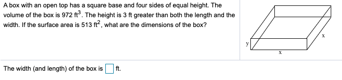 Solved A box with an open top has a square base and four | Chegg.com
