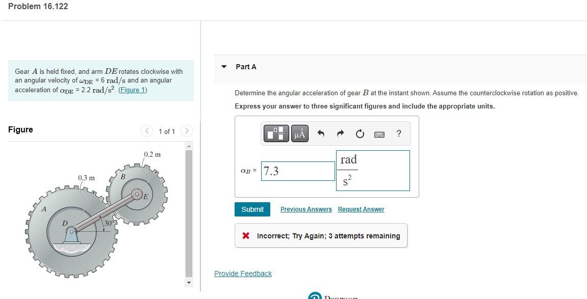 Solved Gear A is held fixed, and arm DE rotates clockwise