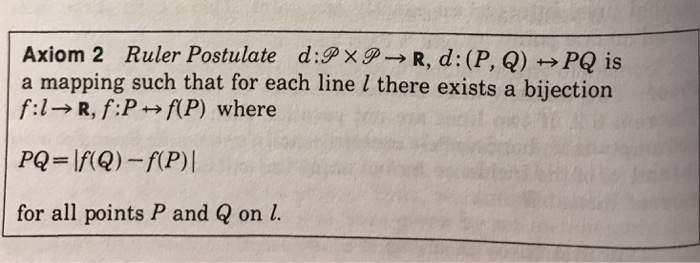 Solved 6.11) The Ruler Postulate does not follow from the | Chegg.com