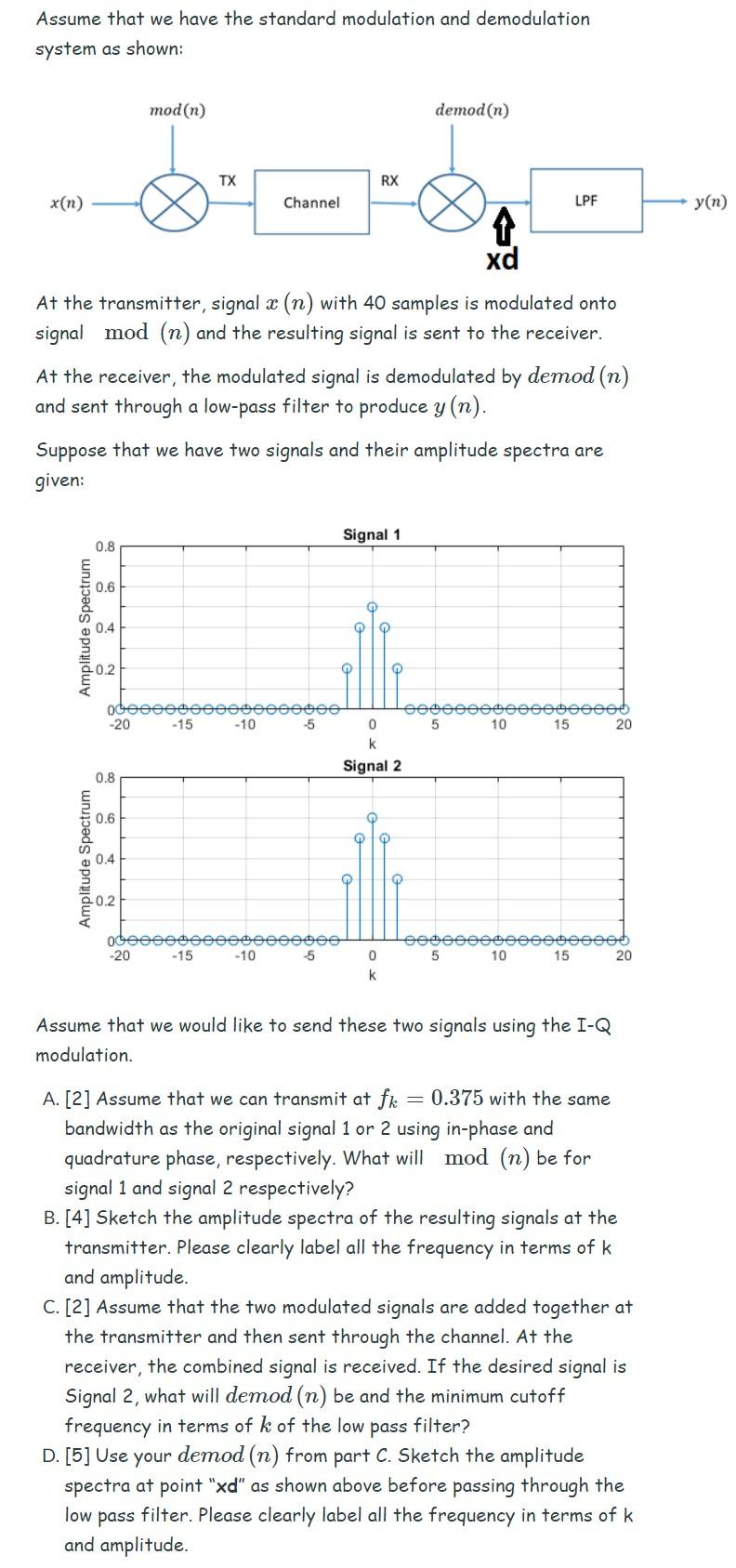 Assume that we have the standard modulation and | Chegg.com