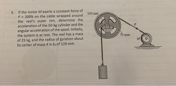 Solved 3. If The Motor M Exerts A Constant Force Of P = 200n 