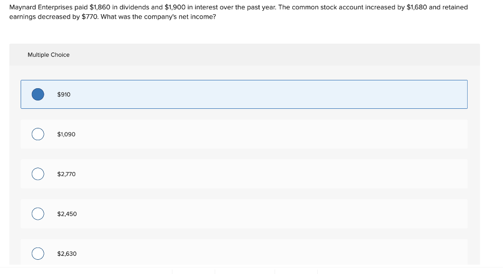 Solved Maynard Enterprises paid 1,860 in dividends and