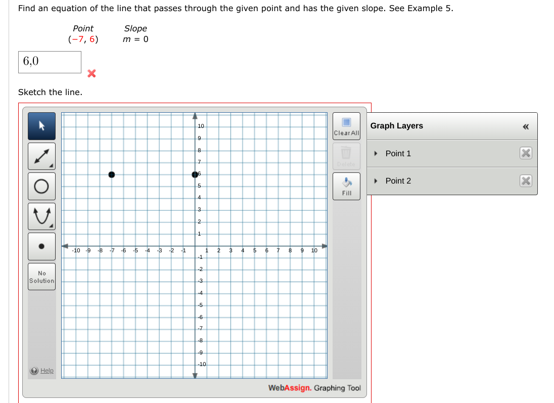 Solved (−7,6)m=0 Sketch the line. | Chegg.com