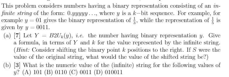 Solved This problem considers numbers having a binary | Chegg.com