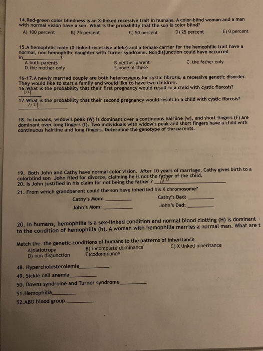 Solved Transmission Genetics worksheet 1. In Mendel's basic | Chegg.com