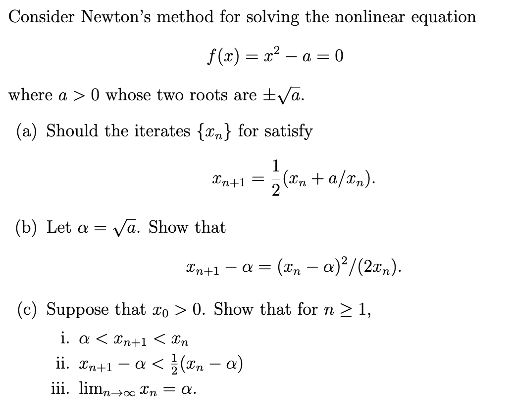 Solved Consider Newton's Method For Solving The Nonlinear | Chegg.com