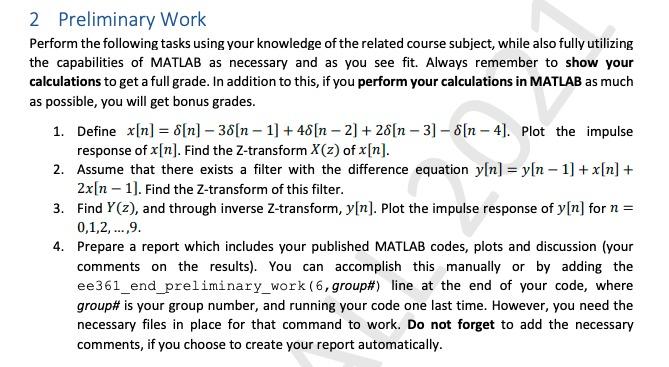 Solved 2 Preliminary Work Perform the following tasks using | Chegg.com