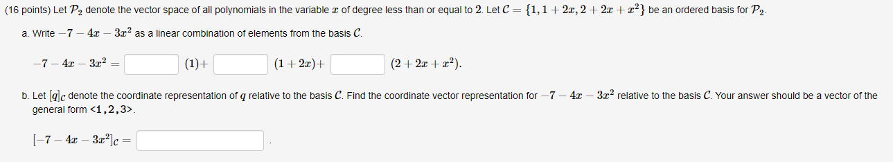 Solved (16 points) Let P, denote the vector space of all | Chegg.com