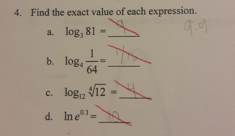 Solved 4. Find the exact value of each expression. log, 81= | Chegg.com