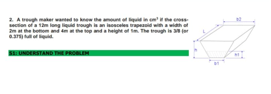 Solved b2 2. A trough maker wanted to know the amount of | Chegg.com