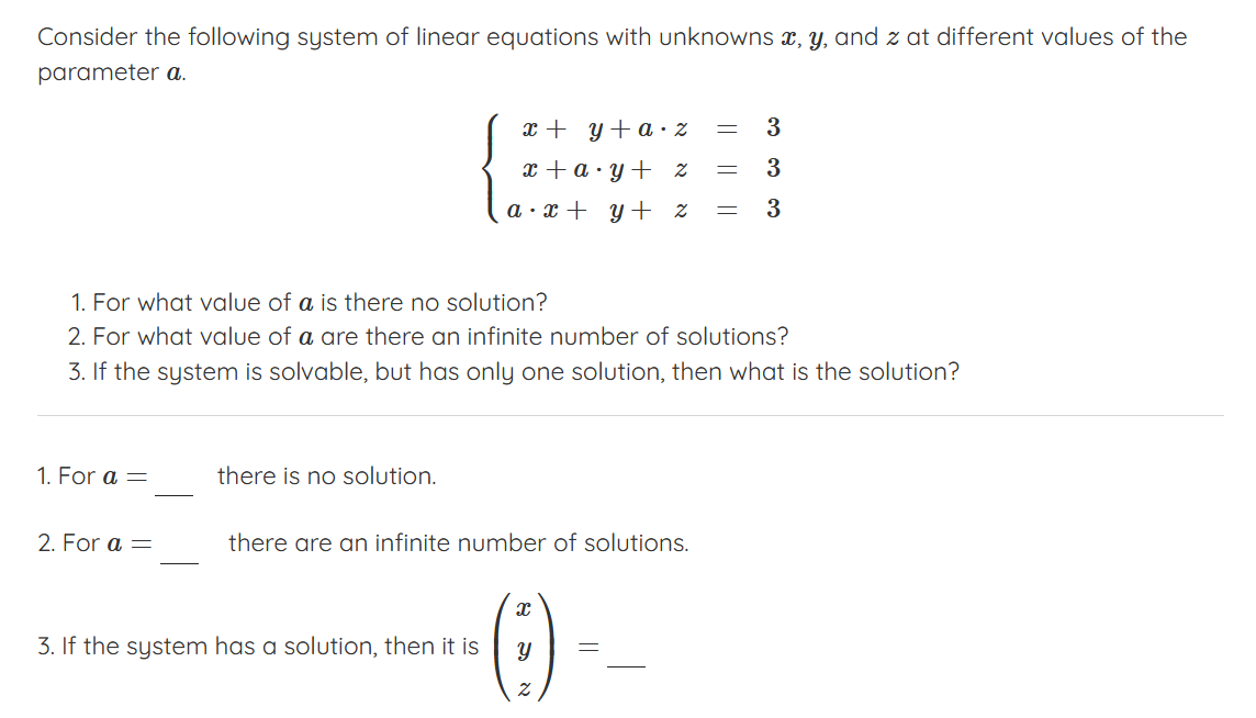 Solved Consider the following system of linear equations | Chegg.com