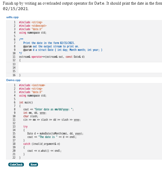 Solved Overloading Operators The input and output operators