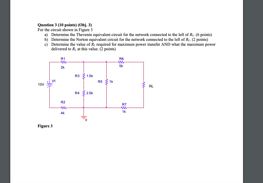 Solved Question 3 (10 points) (Obj. 3) For the circuit shown | Chegg.com