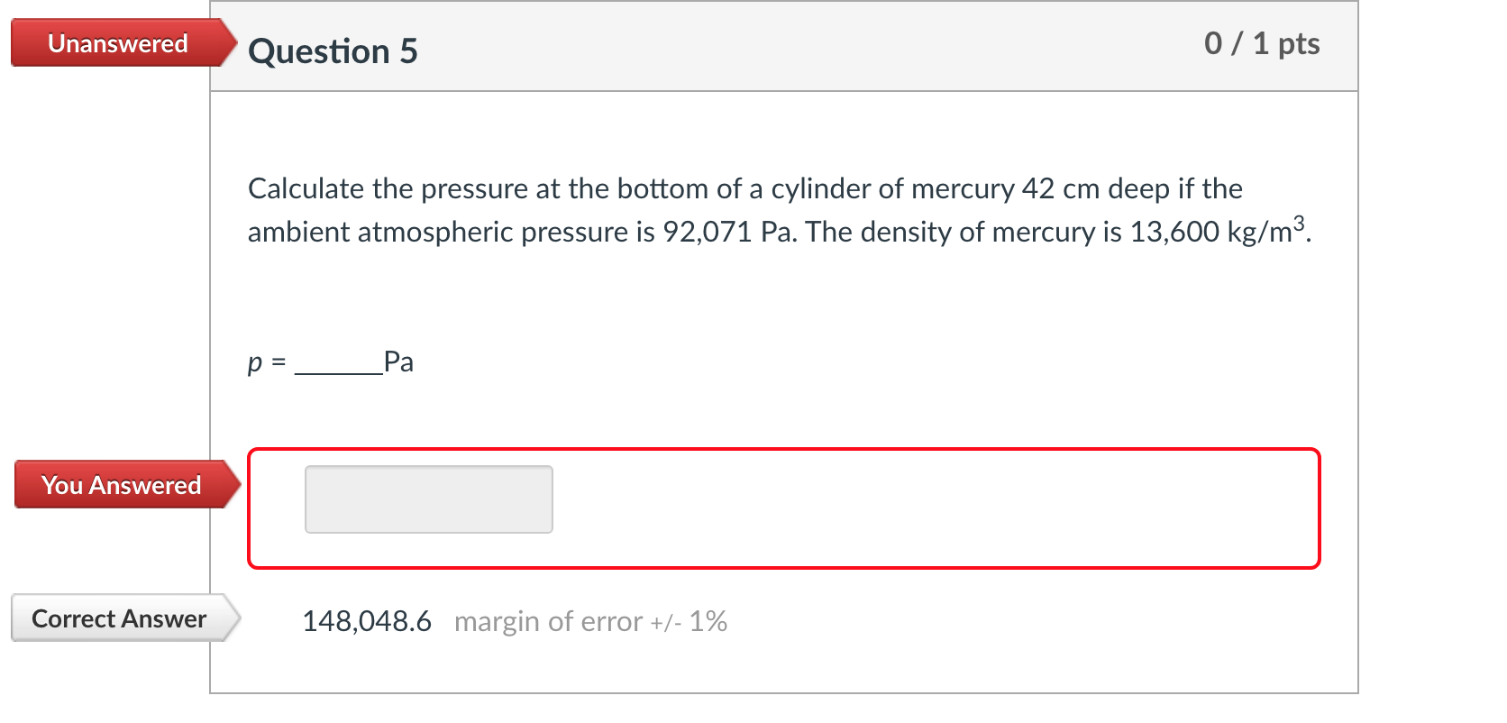 Solved Unanswered Question 5 0 / 1 pts Calculate the | Chegg.com