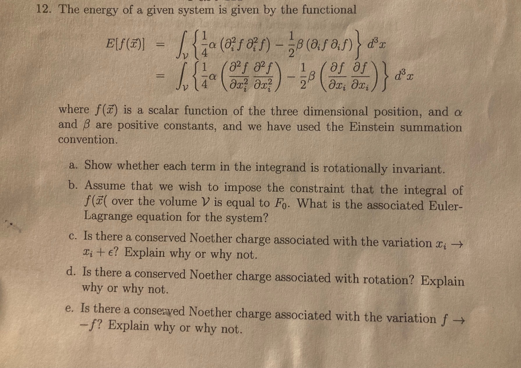 Solved 12. The energy of a given system is given by the | Chegg.com