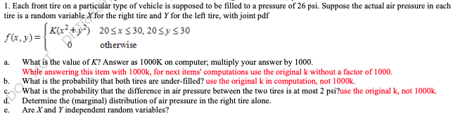 Solved 1. Each Front Tire On A Particular Type Of Vehicle Is | Chegg.com