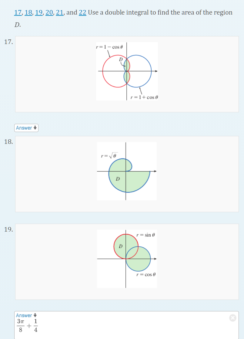 Solved 17, 18, 19, 20, 21, and 22 Use a double integral to | Chegg.com