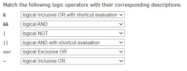 Solved Match the following logic operators with their | Chegg.com