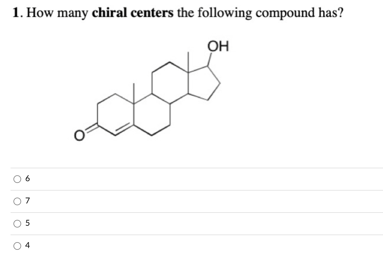 Solved 1. How many chiral centers the following compound | Chegg.com