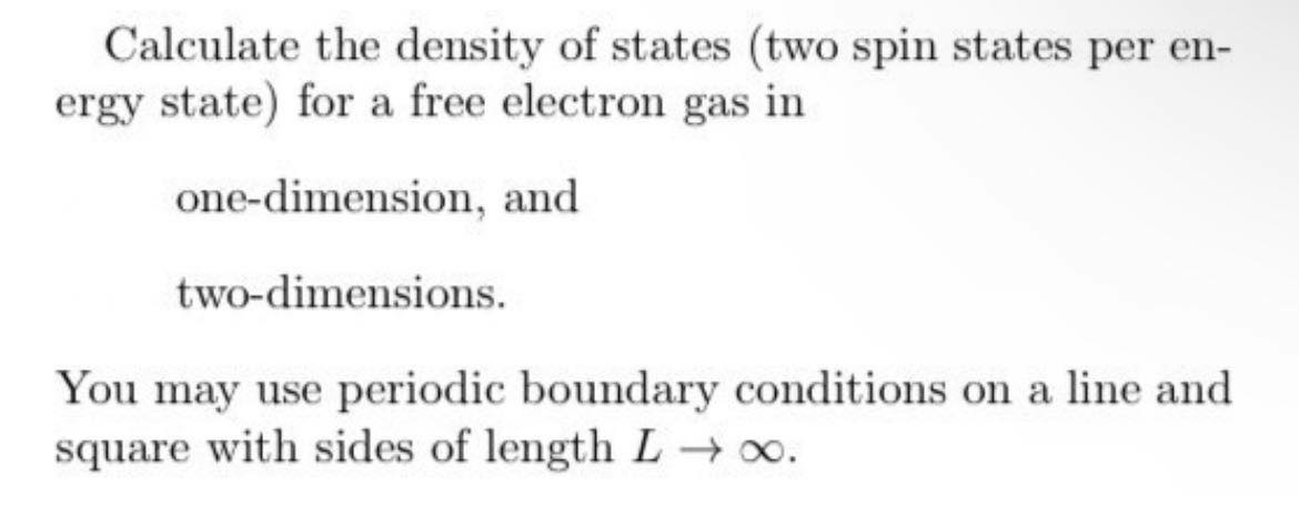 Solved DENSITY OF STATESCalculate The Density Of States (two | Chegg.com