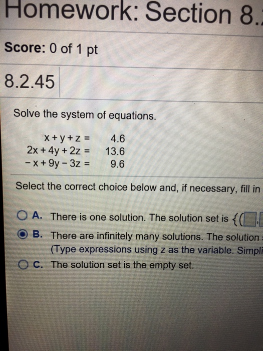 Solved Solve the system of equations. X + y + z = 2x + 4y | Chegg.com