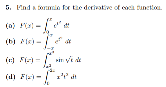 Solved 5. Find a formula for the derivative of each | Chegg.com