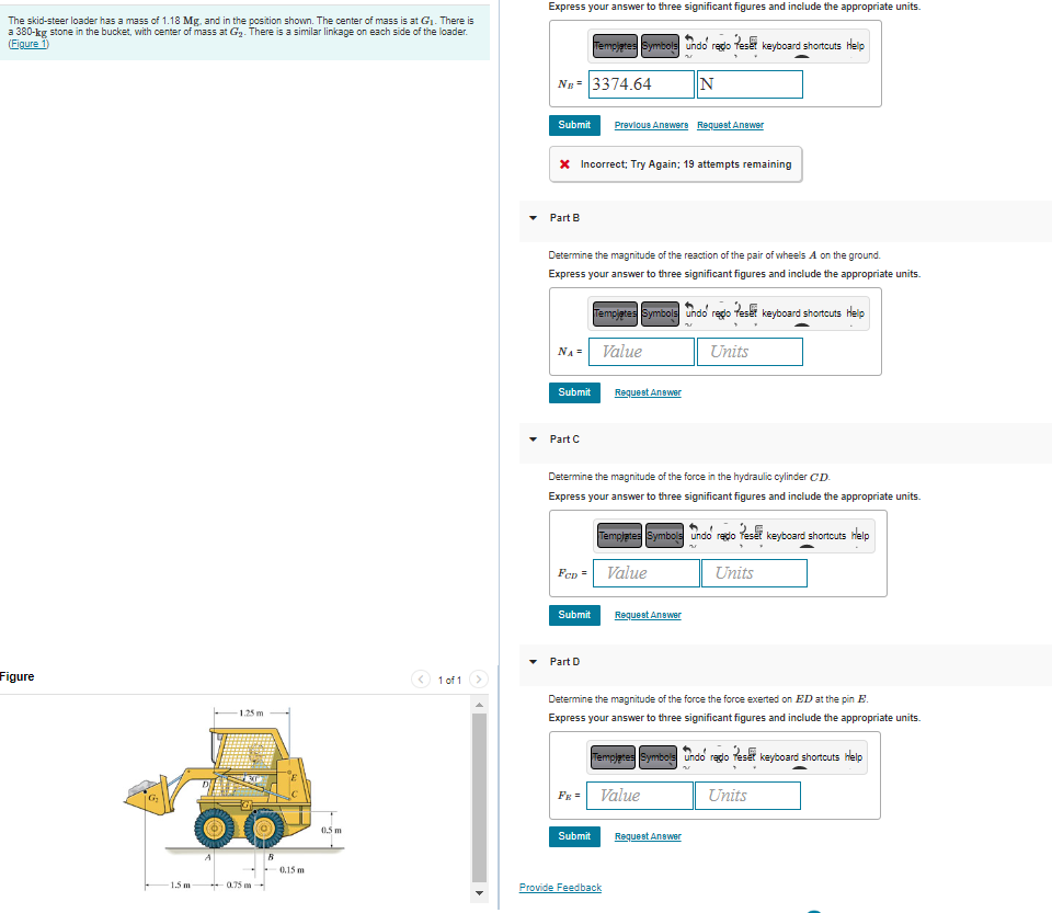 Solved The skidsteer loader has a mass of 1.18 Mg, and in