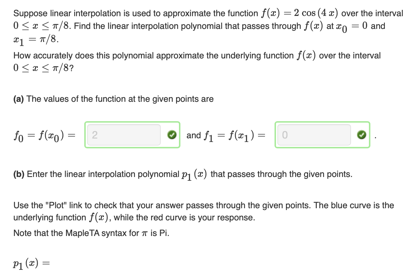 Solved Suppose linear interpolation is used to approximate | Chegg.com