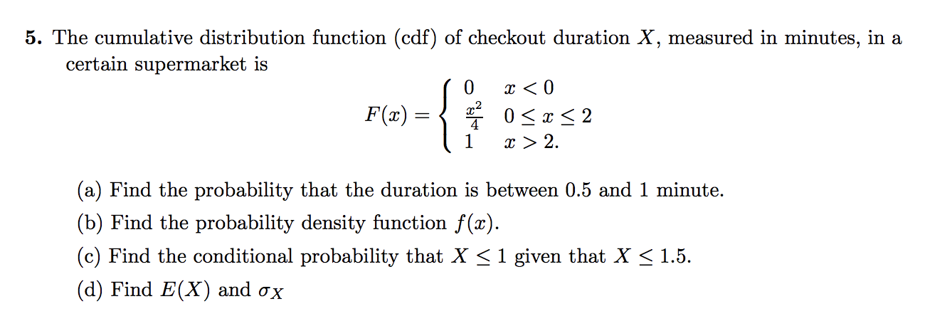 Solved 5. The cumulative distribution function (cdf) of | Chegg.com