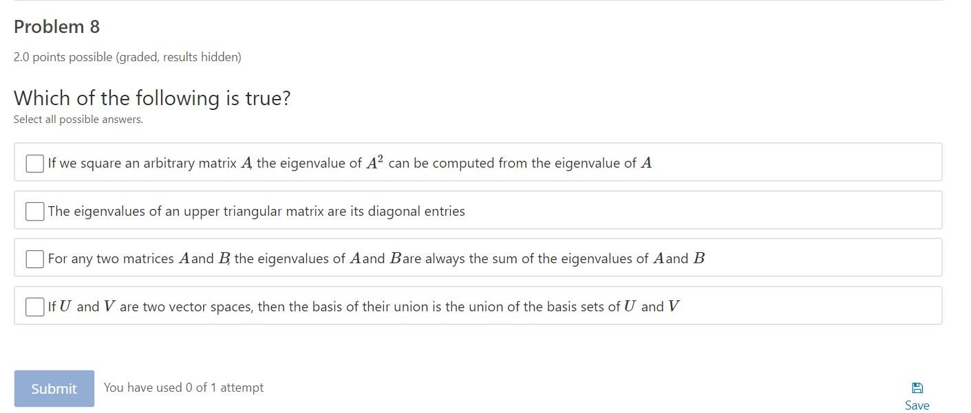 Solved Problem 8 2.0 Points Possible (graded, Results | Chegg.com