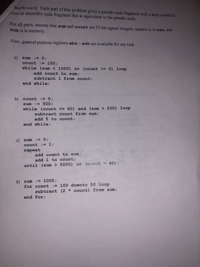 Solved marks each] Each part of this problem gives a | Chegg.com