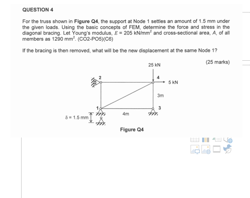 Solved QUESTION 4 For the truss shown in Figure Q4, the | Chegg.com