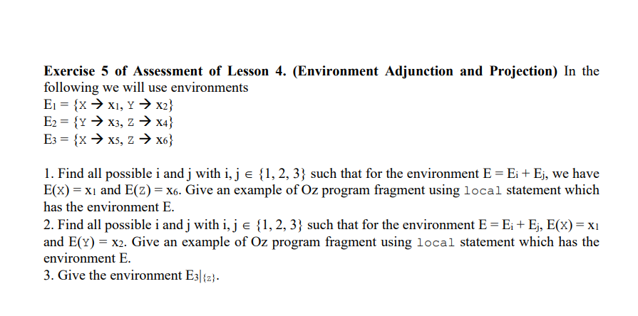 Solved Exercise 5 of Assessment of Lesson 4. (Environment | Chegg.com