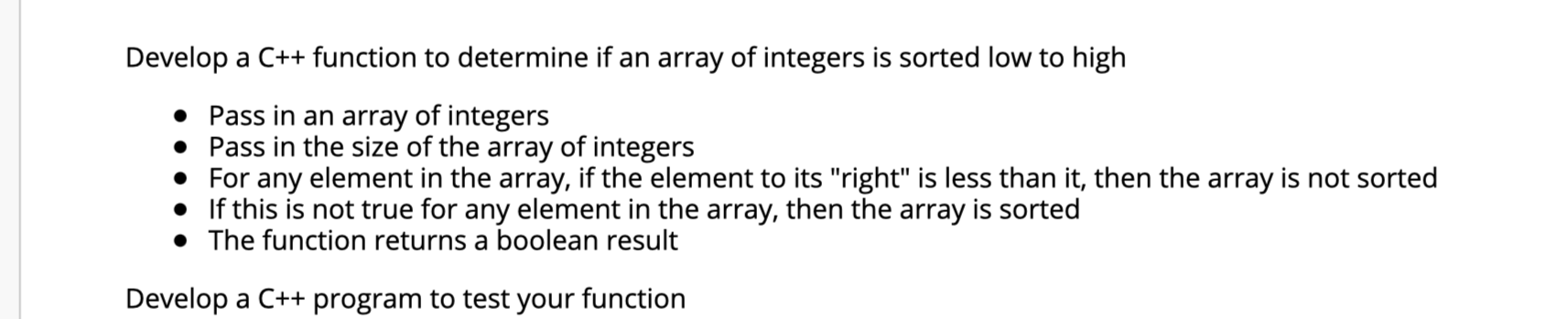 Solved Develop a C++ function to determine if an array of | Chegg.com