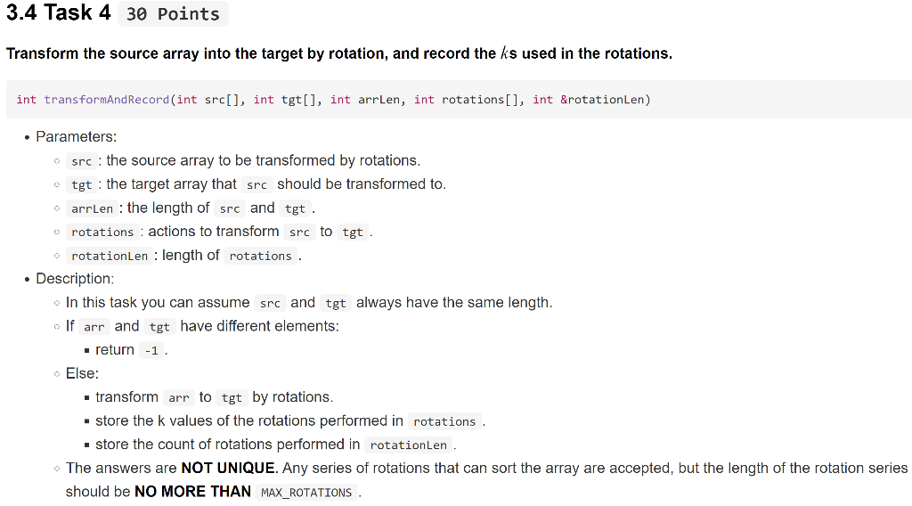 Solved 3.3 Task 3 25 Points Sort the array by rotation, and | Chegg.com