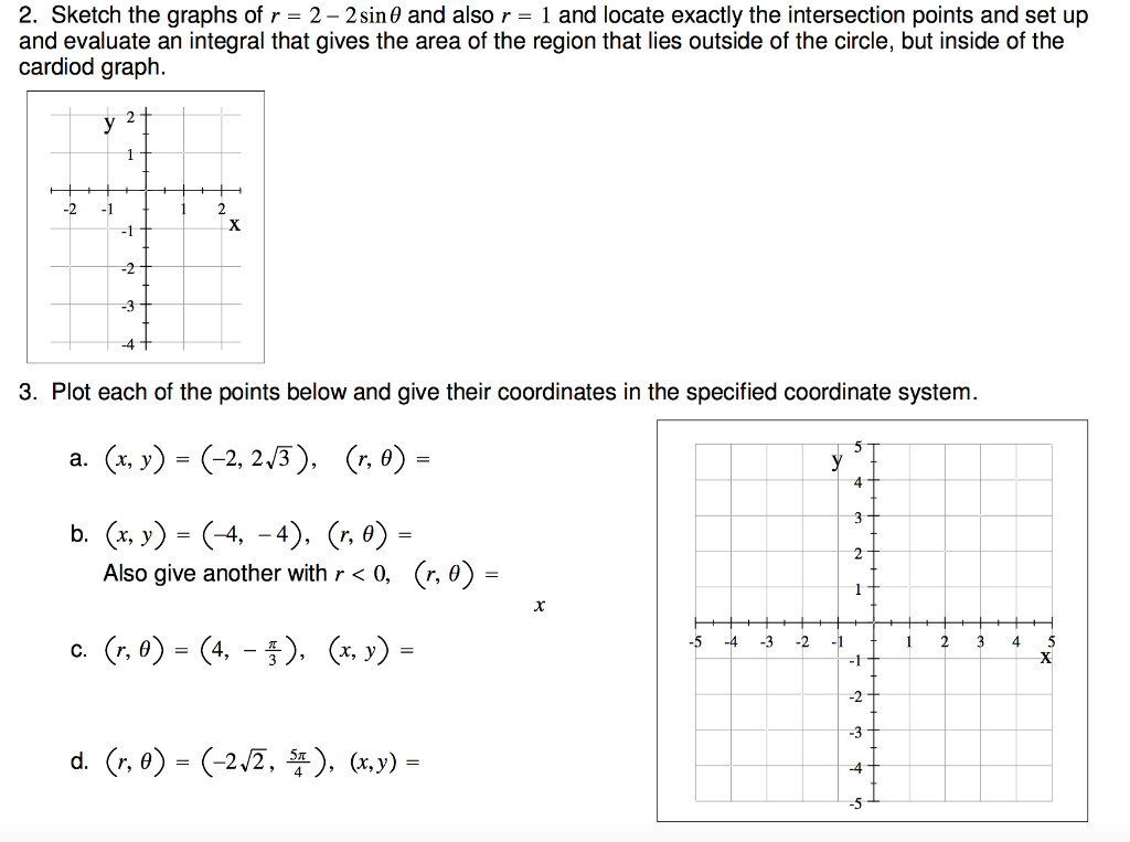 2 Point On Rd Graph Solved 2. Sketch the graphs of r = 2 - 2 sin and also r = 1 | Chegg.com