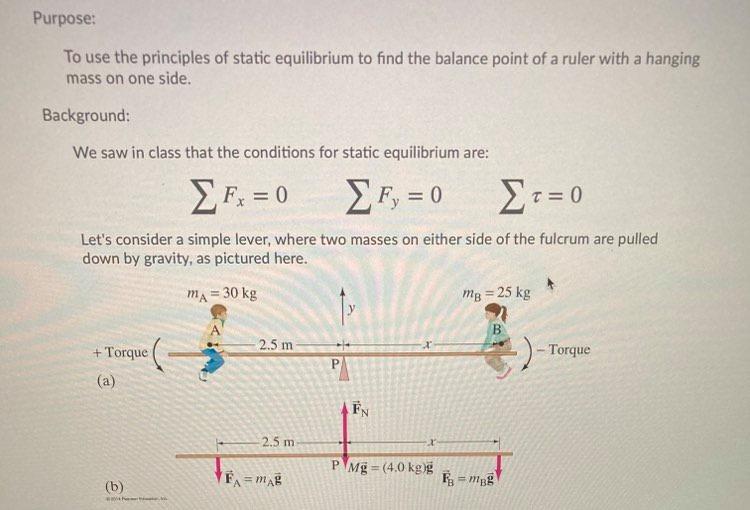Solved Purpose: To use the principles of static equilibrium | Chegg.com