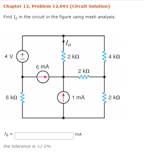 Solved Find Io in the circuit in the figure using mesh | Chegg.com