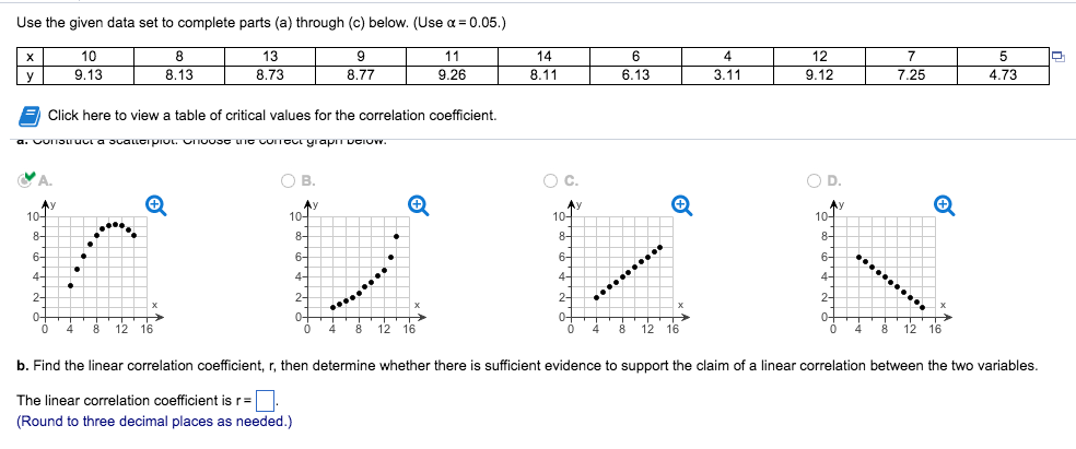 Solved Use the given data set to complete parts (a) through | Chegg.com
