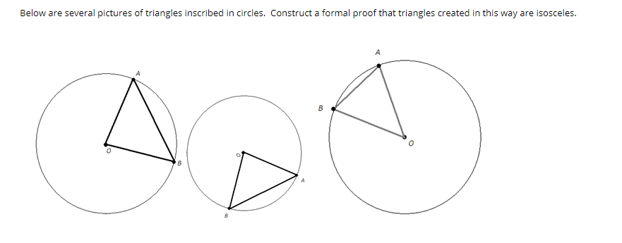Solved Below are several pictures of triangles inscribed in | Chegg.com