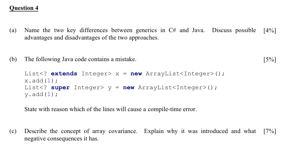 Solved (a) Name the two key differences between generics in | Chegg.com
