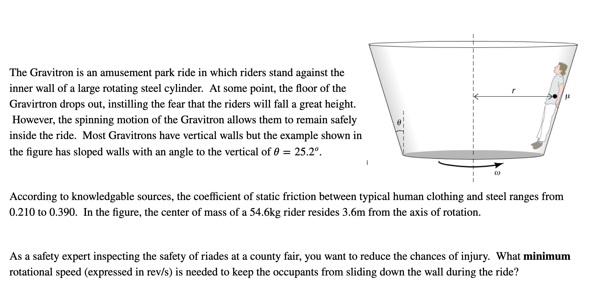 Solved u The Gravitron is an amusement park ride in which | Chegg.com