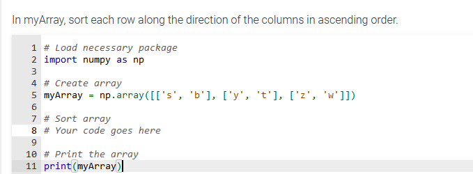 Solved In myArray, sort each row along the direction of the | Chegg.com