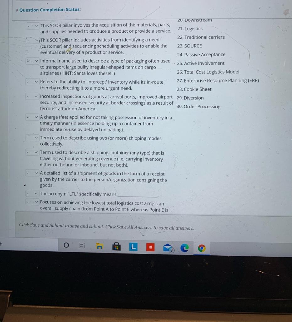 Solved Question Completion Status: Match the statements with | Chegg.com